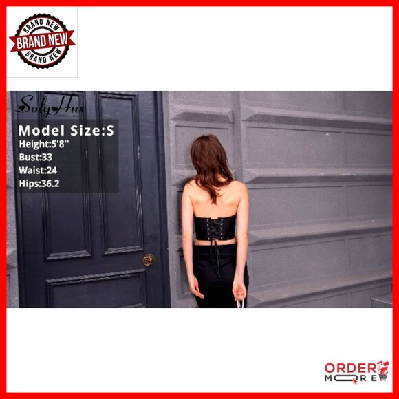 PU Leather Overbust Corset Strapless Lace Up Bustier Body Shaper Slim Fit - Picture 6 of 6